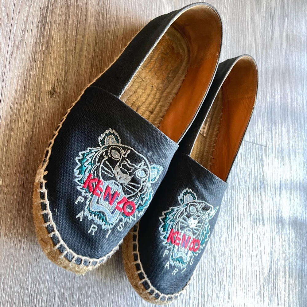 Kenzo Navy Espadrilles with Tiger Embroidery (Size: EU 38 / US 7.5)